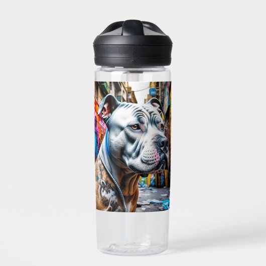 Gepersonaliseerde Urban Graffiti Street Art Pitbul Waterfles (Voorkant)