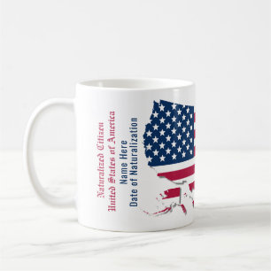 Gepersonaliseerde USA Flag Map Naturalized Citizen Koffiemok