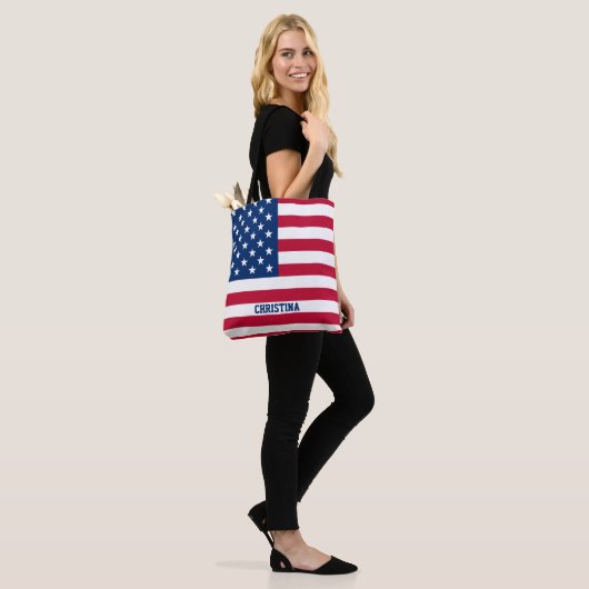 Gepersonaliseerde USA Flag Stars and Stripes Draagtas (Op model)