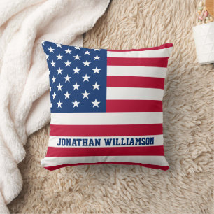 Gepersonaliseerde USA Flag Stars and Stripes Kussen