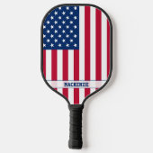 Gepersonaliseerde USA Flag Stars and Stripes Pickleball Paddle (Achterkant)