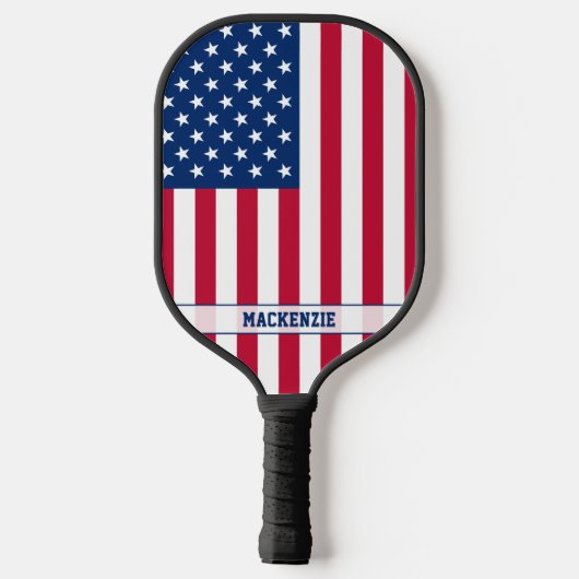 Gepersonaliseerde USA Flag Stars and Stripes Pickleball Paddle (Achterkant)