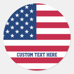 Gepersonaliseerde USA Flag Stars and Stripes Ronde Sticker
