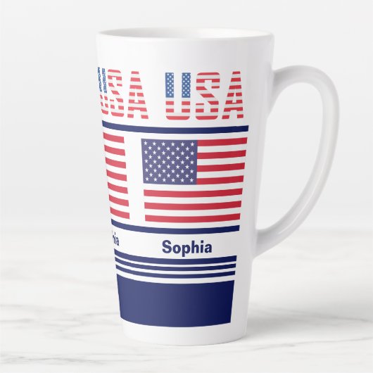 Gepersonaliseerde USA Patriottische Vlag Latte Mok (Rechts)