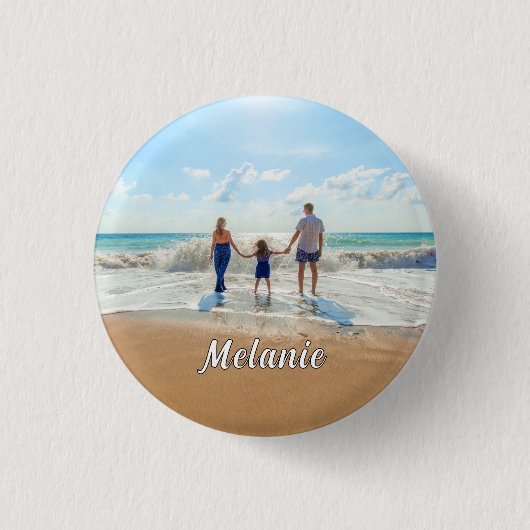 Gepersonaliseerde uw foto-Button met aangepaste na Ronde Button 3,2 Cm (Voorkant)