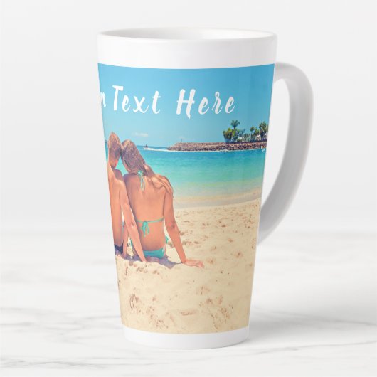Gepersonaliseerde uw foto Latte Mok met aangepaste (Rechterhoek)