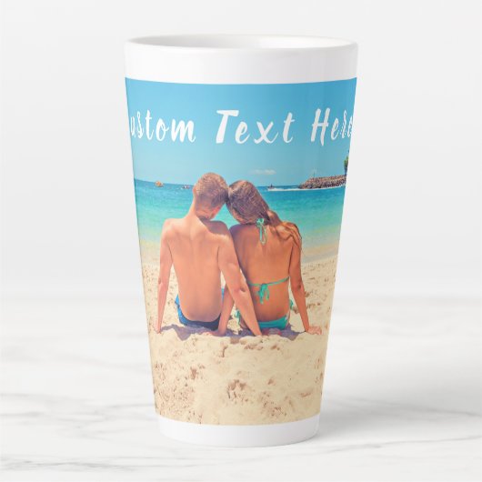 Gepersonaliseerde uw foto Latte Mok met aangepaste (Voorkant)