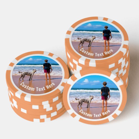 Gepersonaliseerde uw foto poker chips met tekst na (Opstapeling)