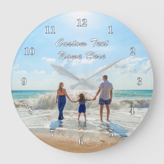 Gepersonaliseerde uw foto wandklok en aangepaste t grote klok (Voorkant)