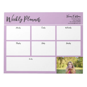 Gepersonaliseerde uw foto Weekly Planner Lavendel Notitieblok