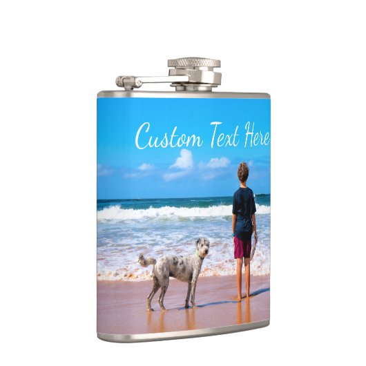 Gepersonaliseerde uw Pet Photo Flask met aangepast Heupfles (Rechts)