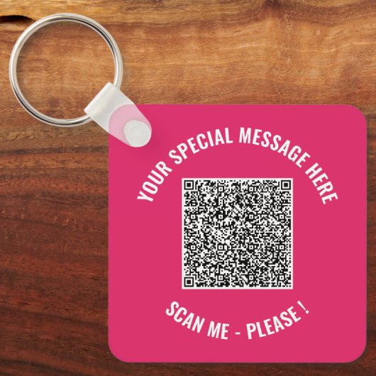 Gepersonaliseerde uw QR-code aangepaste tekst Sleu Sleutelhanger (Voorkant)