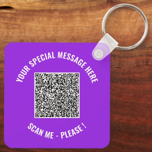 Gepersonaliseerde uw QR-code aangepaste tekst Sleu Sleutelhanger (Achterkant)
