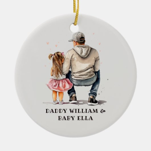 Gepersonaliseerde vader en dochter (6) keramisch ornament (Voorkant)