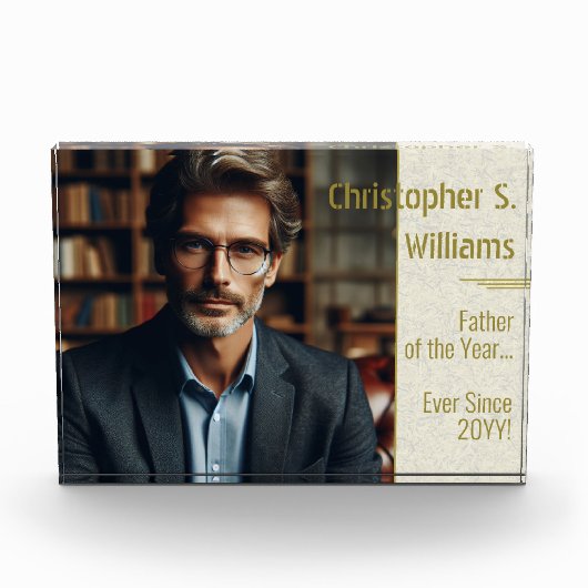 Gepersonaliseerde vader van het jaar sinds goud fotoblokken (Voorkant)