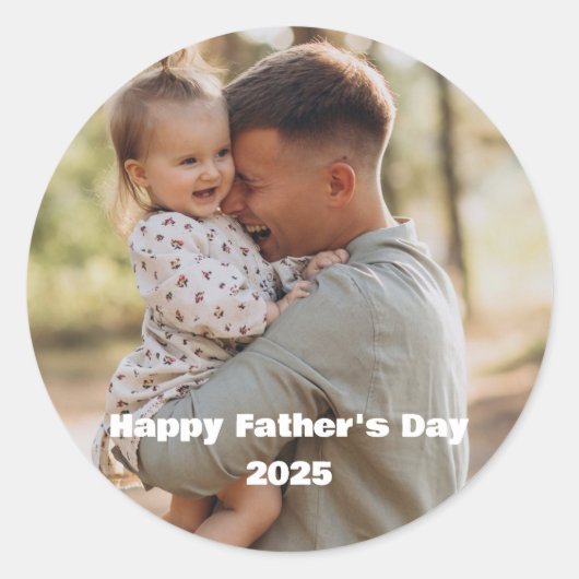 Gepersonaliseerde Vaderdag 2026 Foto Ronde Sticker (Voorkant)