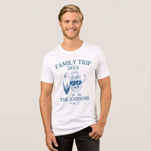 Gepersonaliseerde vakantie 2024 Familie Matching B Tri-Blend Shirt (Voorkant volledig)