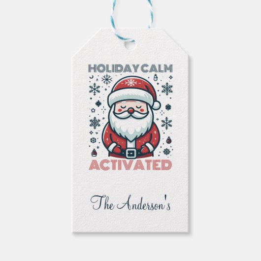 Gepersonaliseerde vakantie Calm Santa Cadeaulabel (Voorkant)