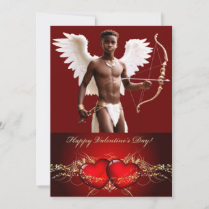Gepersonaliseerde Valentijn Zwart Cupido Twink Feestdagenkaart