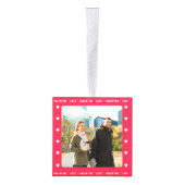 Gepersonaliseerde Valentijnsdag Gift Rood Multi Fo Kubus Ornament (Rechts)