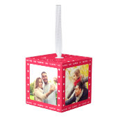 Gepersonaliseerde Valentijnsdag Gift Rood Multi Fo Kubus Ornament (Achter hoekig)