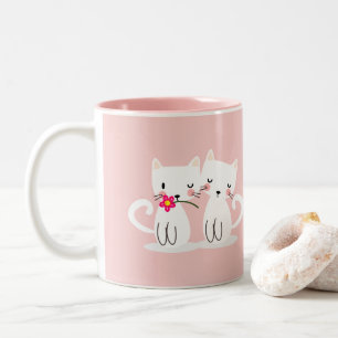 Gepersonaliseerde Valentijnsdag voor zoete katten Tweekleurige Koffiemok