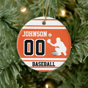 Gepersonaliseerde Vanger van het Honkbal Keramisch Ornament