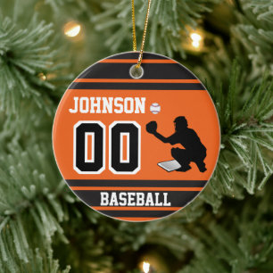 Gepersonaliseerde Vanger van het Honkbal Keramisch Ornament
