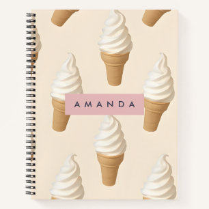 Gepersonaliseerde Vanilla Ice Cream Cone Patroon Notitieboek