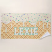 Gepersonaliseerde Vanilla Ice Cream Drip Strandlaken (Voorkant)