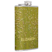 Gepersonaliseerde veelkleurige groene bloemen heupfles (Rechts)