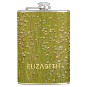 Gepersonaliseerde veelkleurige groene bloemen heupfles