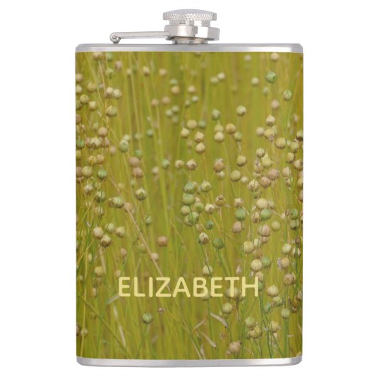 Gepersonaliseerde veelkleurige groene bloemen heupfles (Voorkant)