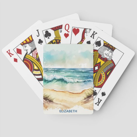 Gepersonaliseerde veelkleurige oceanside pokerkaarten (Achterkant)