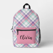Gepersonaliseerde veelkleurige plaid bedrukte rugzak (Voorkant)