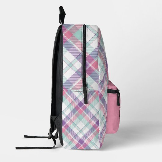 Gepersonaliseerde veelkleurige plaid bedrukte rugzak (Links)
