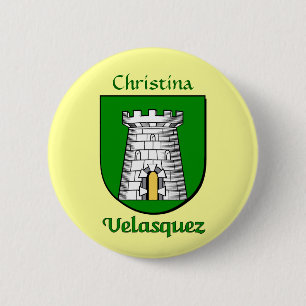 Gepersonaliseerde Velasquez Historisch Schild Ronde Button 5,7 Cm