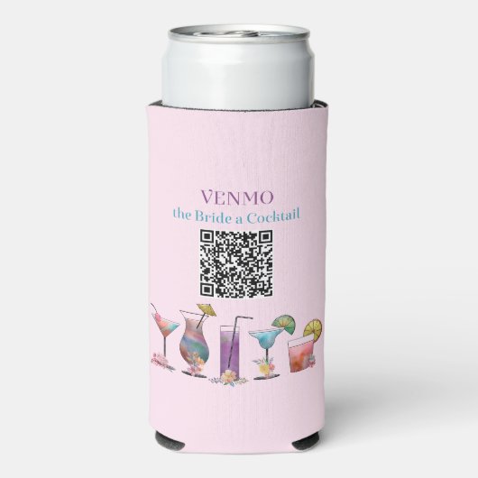 Gepersonaliseerde VENMO de bruid een cocktail QR-c (Seltzer Achterkant)