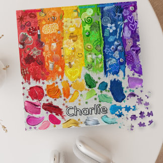 Gepersonaliseerde verfpalet regenboog legpuzzel