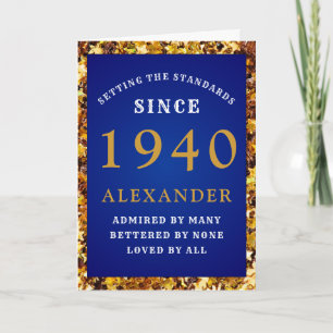 Gepersonaliseerde Verjaardag 1940 Gold Glitter Blu Kaart