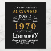 Gepersonaliseerde verjaardag 1970 Voeg Jouw naam L Wijn Etiket (Enkel label)