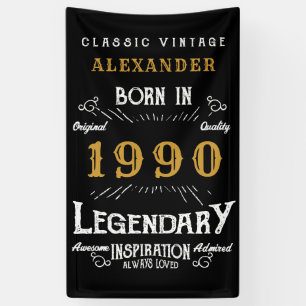 Gepersonaliseerde verjaardag 1990 Voeg Jouw naam L Spandoek