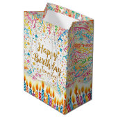 Gepersonaliseerde verjaardag confetti plezier medium cadeauzakje (Voorkant Gekanteld)