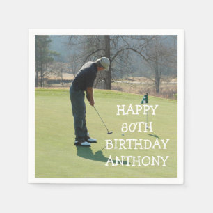 Gepersonaliseerde verjaardag Golfer 80e foto Pa Pa Servet
