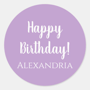 Gepersonaliseerde Verjaardag Paarse Lila Happy Bir Ronde Sticker