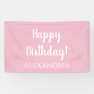 Gepersonaliseerde verjaardag Pastel Roze Gelukkige Spandoek