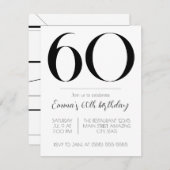 Gepersonaliseerde Verjaardag Uitnodiging Zwart-wit (Voorkant / Achterkant)