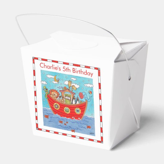 Gepersonaliseerde verjaardag van de ark van Noach Bedankdoosjes (Achterkant)