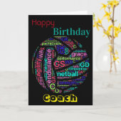 Gepersonaliseerde Verjaardag van de Netball Coach Kaart (Gele Bloem)