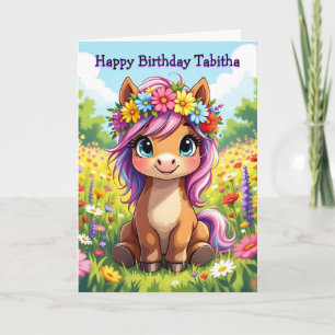 Gepersonaliseerde Verjaardag van het meisje Pony T Kaart